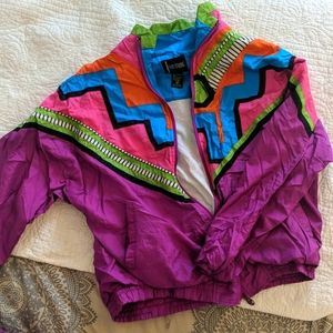 Bright 80s windbreaker set colorful geometric
